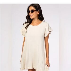 Umgee Cream Textured Short Sleeve Dress